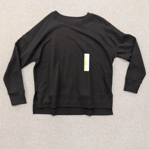 Time and Tru Relaxed Fit schwarz Langarm Sweatshirt Top L 12 14 - Bild 1 von 5