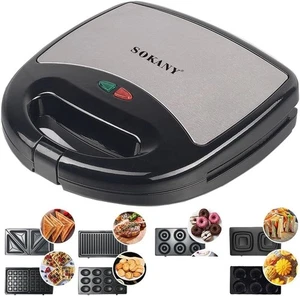 SOKANY 7 IN 1 Multifunktionsgerät 800W Sandwichmaker Waffeleisen Donut #Y106-169 - Bild 1 von 3