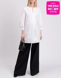 RRP €380 MAX MARA STUDIO Oriana Tunic Top IT34 US2 UK4 XXS Split Crew Neck - Foto 1 di 9