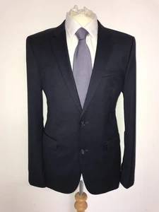 HUGO BOSS - Men Slim Fit SUPER NAVY WOOL SUIT - 40 Reg - W32 L32 - GORGEOUS - Picture 1 of 12