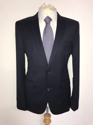 HUGO BOSS - Men Slim Fit SUPER NAVY WOOL SUIT - 40 Reg - W32 L32 - GORGEOUS - image 1 of 4
