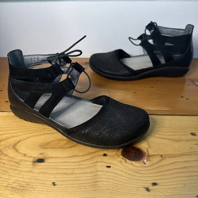NAOT Kata 38 Mujer Talla 7 Zapatos Negro Craqueteado Cómodo Gladiador Sandalias Foto 1 de 4