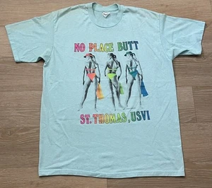 Vintage 1990 90s No Place Butt St. Thomas Virgin Islands Single Stitch Stains - Picture 1 of 12