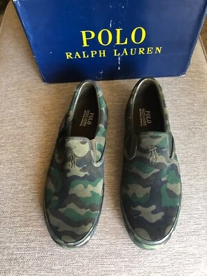 NIB RALPH LAUREN THOMPSON SLIP ON SNEAKER / SHOE CAMO/ CAMOFLAGUE GREEN 8 D - Image 1 of 4
