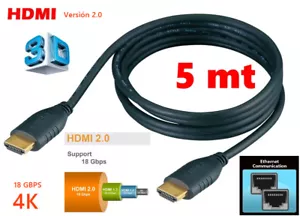 Cable HDMI 5 metros, Versión: 2.0, 4k - 2k, 1080p - 2160p. Entrega 24-48 horas - Imagen 1 de 1