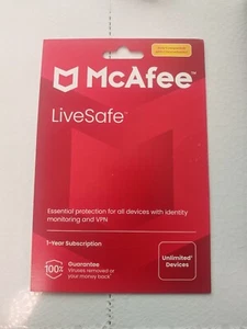McAfee LiveSafe Antivirus Unbegrenzte Anzahl Geräte 1 Jahres Abo - Bild 1 von 2