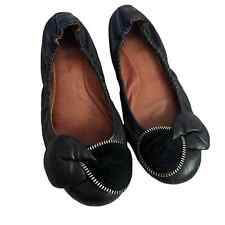 SEE BY CHLOÉ Leather Chain-Link Accents Ballet Flats Black Size 38 or Size 8