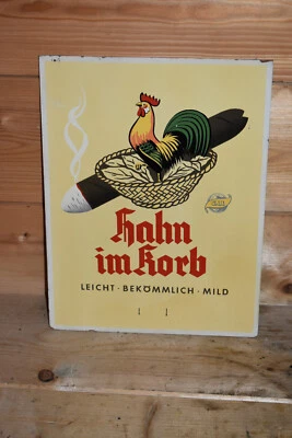 Altes Reklameschild 50/60er Jahre,Hahn Im Korb,Gail`sche Zigarrenfabrik Gießen - Bild 1 von 2