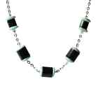 Vintage necklace galalith black cylinder beads rondelle glass beads