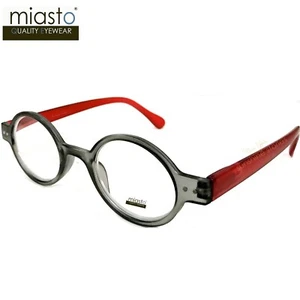 (2 PAIRS) MIASTO "CIAO" SMALL ROUND OAVL READING GLASSES +3.25 DARK GRAY - Picture 1 of 3