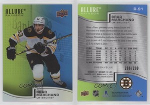 2021-22 Upper Deck Allure Rainbow Green Blue /299 Brad Marchand #R-91