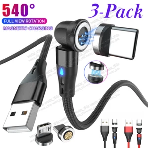 540° Rotate Magnetic Charger Cable Phone Fast Charging with Type C Micro USB IOS - Picture 1 of 17