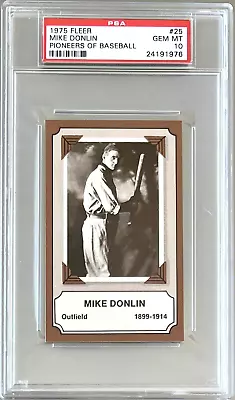 Fleer Pioners of Baseball 1975 #25 Mike Donlin PSA 10 GEMAS MT Giants Foto 1 de 2