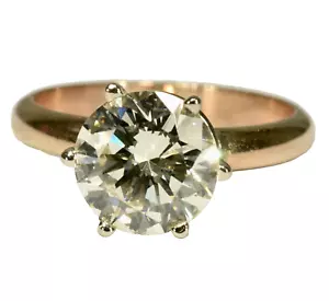 GIA Certified 3.14 Ct. Natural Diamond Vintage 6 prong Solitaire 14k Gold Ring - Picture 1 of 22