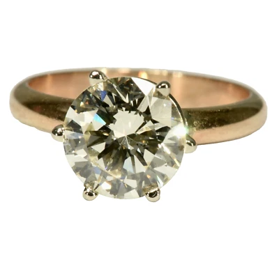 GIA Certified 3.14 Ct. Natural Diamond Vintage 6 prong Solitaire 14k Gold Ring - Image 1 of 4