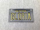 Small California Souvenir Bicycle License Plate "Gloria"