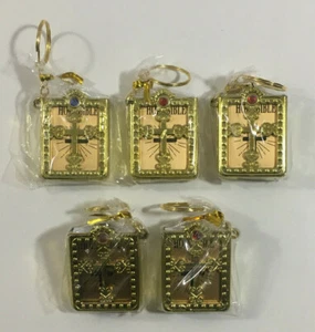 Holy Bible Keychain Mini Pocket Bibles God Jesus Cross Key Chain Baptism 5 PACK - Picture 1 of 7