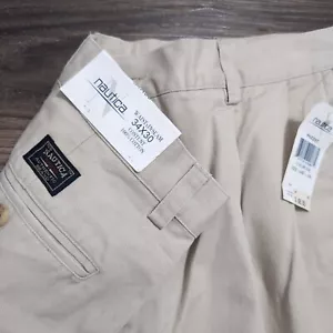 NUOVO Vintage Nautica Off White Stile Beige P65237 Uomo 34x30 Pieghettato Chino Polsino - Foto 1 di 6