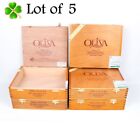 Lot of 5 Oliva Torpedo Serie O Empty Wood Cigar Box 8.5" x 7.25" x 2"