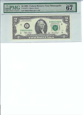 2003 $2 FRN FR1937-I PMG 67 EPQ, Minneapolis S/N I66631450!!! - Image 1 of 2
