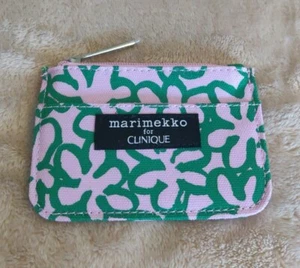 Marimekko For Clinique Green Pink Card Coin Case Purse Zip Wallet 4.5" x 3" - Picture 1 of 7