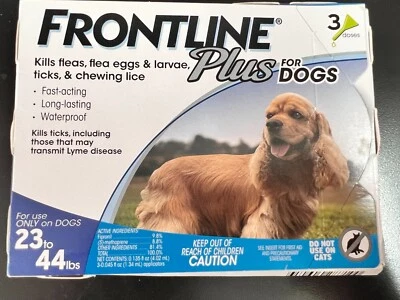 Frontline Plus para perros 23-44 libras. 3 dosis aprobado por la EPA/EE. UU. 7100 Foto 1 de 3