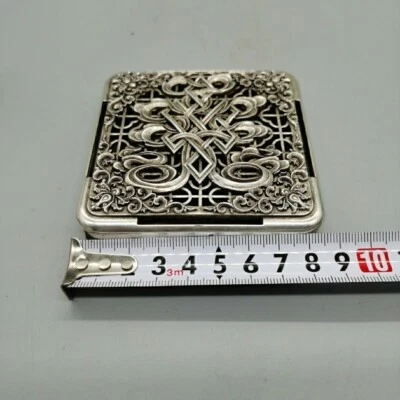 Flor Asiática Tíbet Plata Cobre Tinta Caja Pluma Lavado Olla Tesoros Tinta Pad Caja Foto 1 de 4