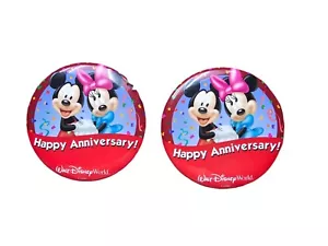 Disneyland Set of 2 Happy Anniversary Mickey Minnie Couples Button Pin! RETIRED! - Picture 1 of 2