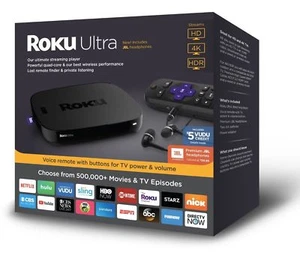 New Roku Ultra 4K/HD/HDR Streaming Media Player with JBL Headphones 4661R- Black - Picture 1 of 6