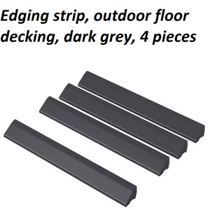 Plastic Edging & Corner Strip, Reducer Outdoor Floor Decking, Dark Grey, 4Pieces