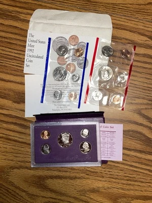 1992 U.S. Proof and Mint Set Bundle Original Mint Packaging Vintage Gift - Image 1 of 4