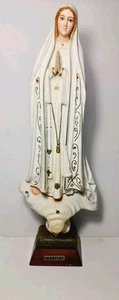 Statue of Our Lady of Fatima Hand-Decorated Resin Glass Art Catholic Sculpture - Picture 1 of 24