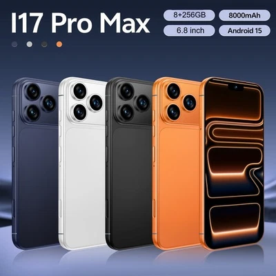 i17 Pro Max Unlocked Android Smartphone 6.8 HD 8+256GB 8000mAh 24+48MP Dual SIM - Image 1 of 4