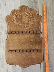 Vintage MCM Wood Rack Display Holder For 16 Souvenir Tea Spoon Collection Mill - Picture 1 of 3