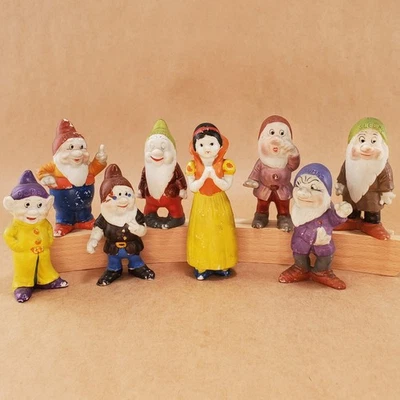 Juego de 8 estatuillas de colección 1938 Walt Disney Blancanieves y 7 enanitos BISQUE Borgfeldt Foto 1 de 4