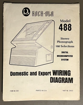 DIAGRAMA DE CABLEADO Rock-ola Modelo 488 - Formulario No. 8110 Parte Nº 54015 Foto 1 de 4