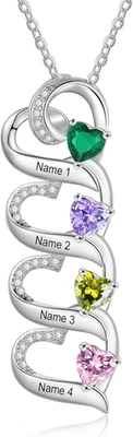 Collana Personalizzata Con Nome, Collana Con Cuore Di Pietra Di Nascita, Regalo  - Immagine 1 di 4