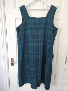 Seasalt Calican Pinafore Dress Size 18 Green Check Needlecord Organic Cotton - Picture 1 of 11