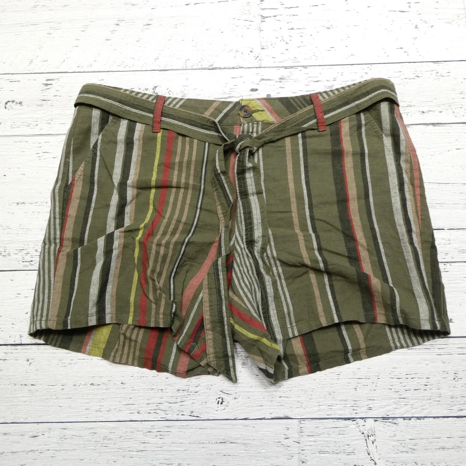 Liz Claiborne Shorts Womens 8 Multicolor Striped Classic Relaxed Linen Blend New - Image 1 of 4