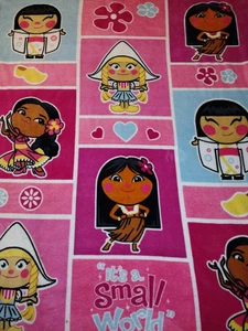 It's A Small World Fleece Throw Blanket Disney Parks Authentic Merchandise Pink - Picture 1 of 7