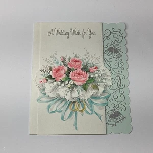 Tarjeta de felicitación de boda canadiense vintage años 60 rosas rosas rosas Carlton - Imagen 1 de 4