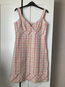Fat Face Peach Coral Checked Sun Dress 10 - Picture 1 of 13