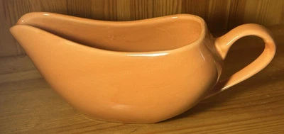 Rustic Orange Ceramic Gravy Boat / Sauce Boat - Kitchen Serveware - 9” x 3” EUC - Image 1 of 4