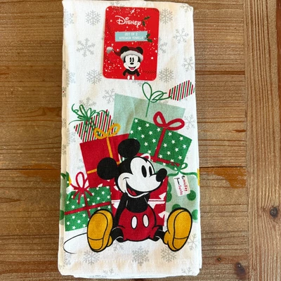 Juego de 2 toallas de cocina Disney de vacaciones de Navidad Mickey Mouse con regalos - ¡NUEVO CON ETIQUETAS! Foto 1 de 4