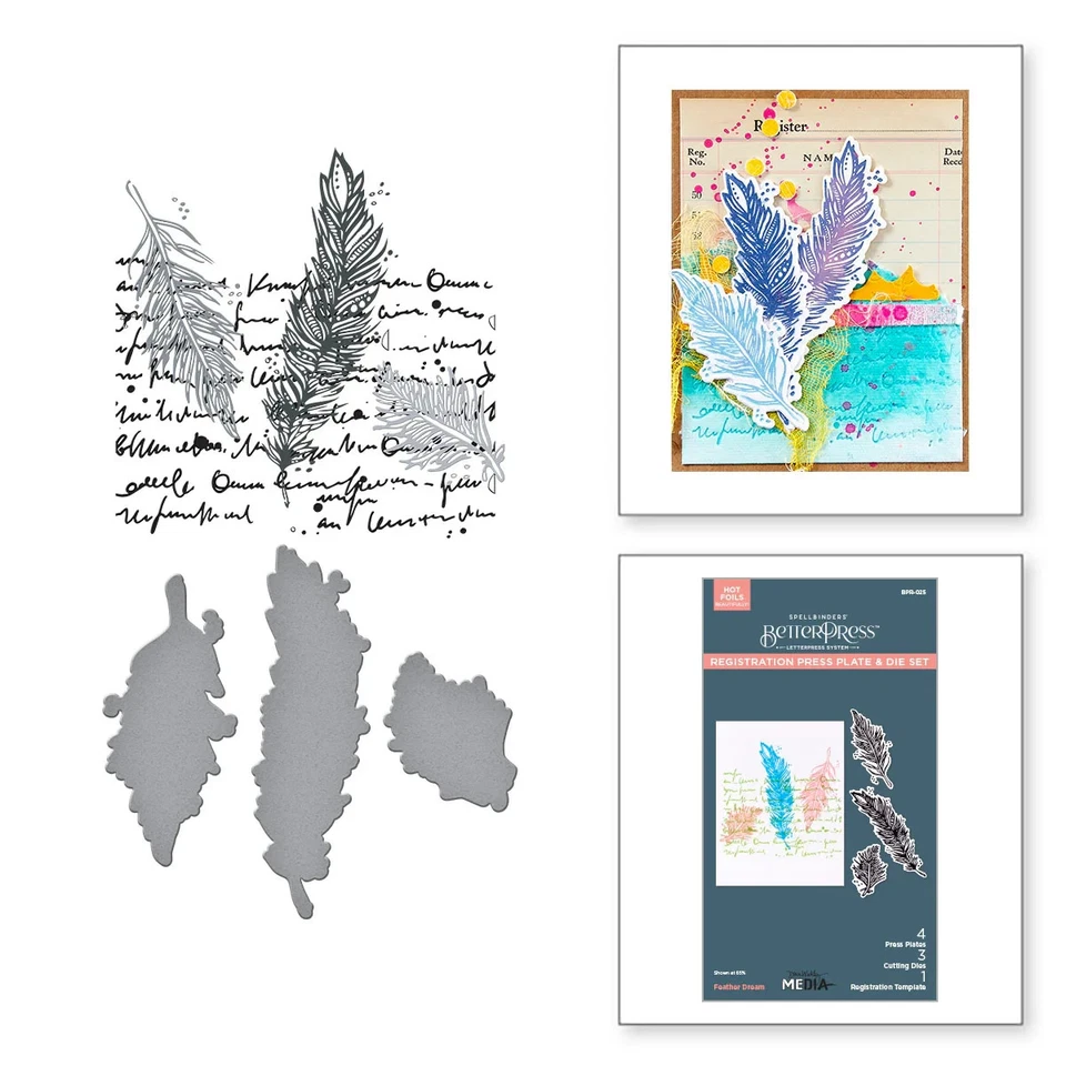 Spellbinders Feather Dream BetterPress Plates and Die Set - Image 1 of 1