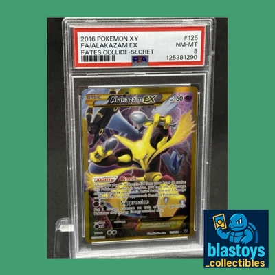 2016 POKEMON XY FATES COLLIDE SECRET #125 FULL ART/ALAKAZAM EX PSA 8 - Image 1 of 4
