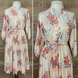 Vintage 1970’s Bohemian Long Sleeve Dress SZ S/M Hippie Grandma Coquette - Picture 1 of 14