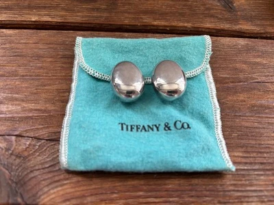 Tiffany Co Vintage Sterling Silver Mexico Oval Dome Omega Clip Huggie Earrings - Image 1 of 4