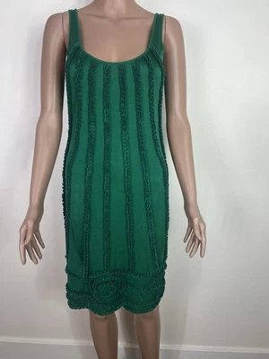 Mini Vestido Jersey Catherine Malandrino 100% Seda Verde Jade Embellecido P Foto 1 de 4