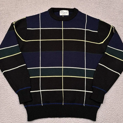 Vintage Arrow Brigade Sweater Men's XL Windowpane Plaid Pullover 80s Grandpa - Image 1 of 4